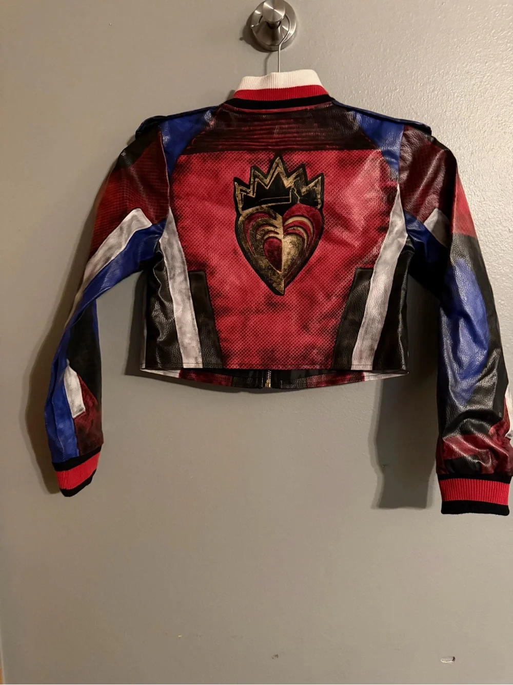 Disney Descendants Evie Faux Leather Moto Jacket Girls 9/10